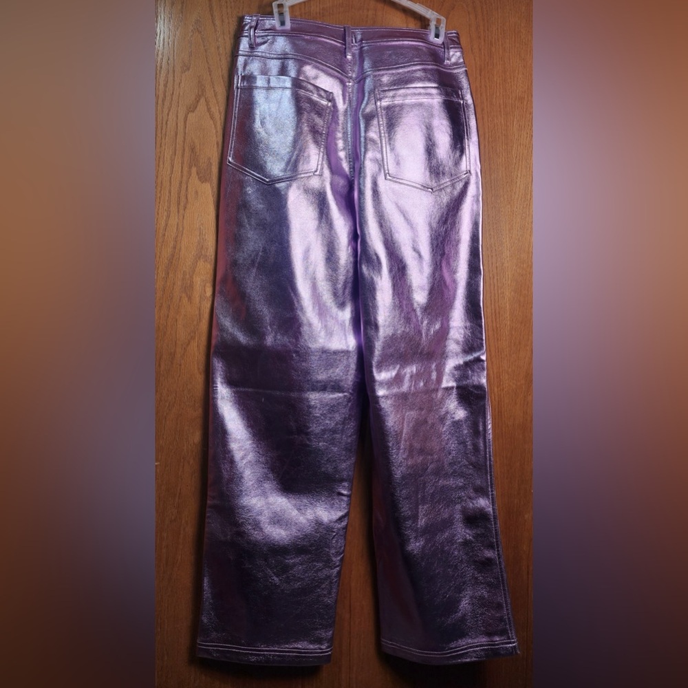 Topshop straight leg faux leather pants in metallic pink Sz 8 NWOT - Picture 7 of 12